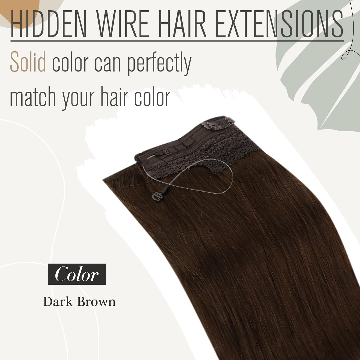 Sunny – Extensiones de cabello humano real con hilo de nailon, color marrón oscuro, #4, extensiones de cabello humano transparente color marrón