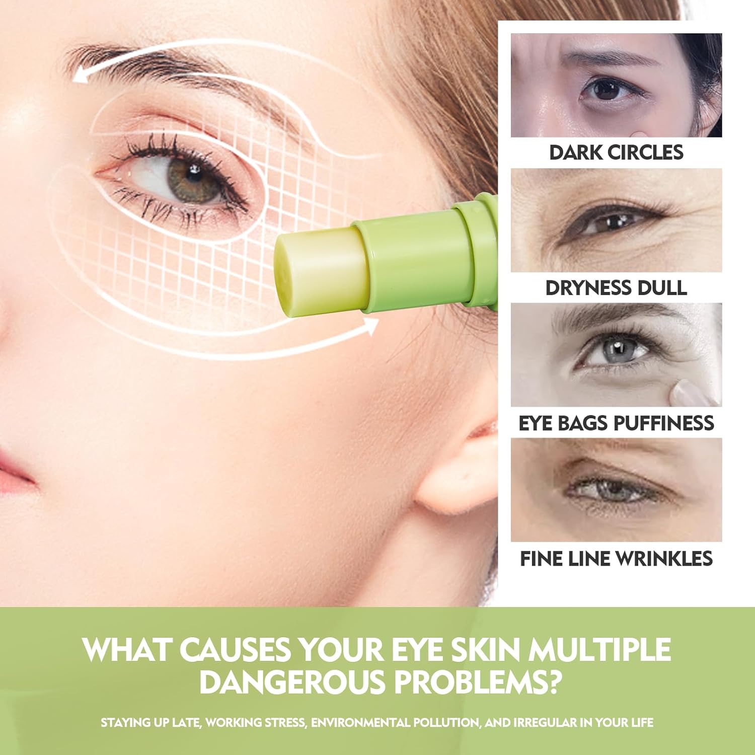 Retinol Eye Stick Crema antienvejecimiento para ojeras e hinchazón, líneas finas que se desvanecen y piel firme, brillo de bálsamo debajo de los