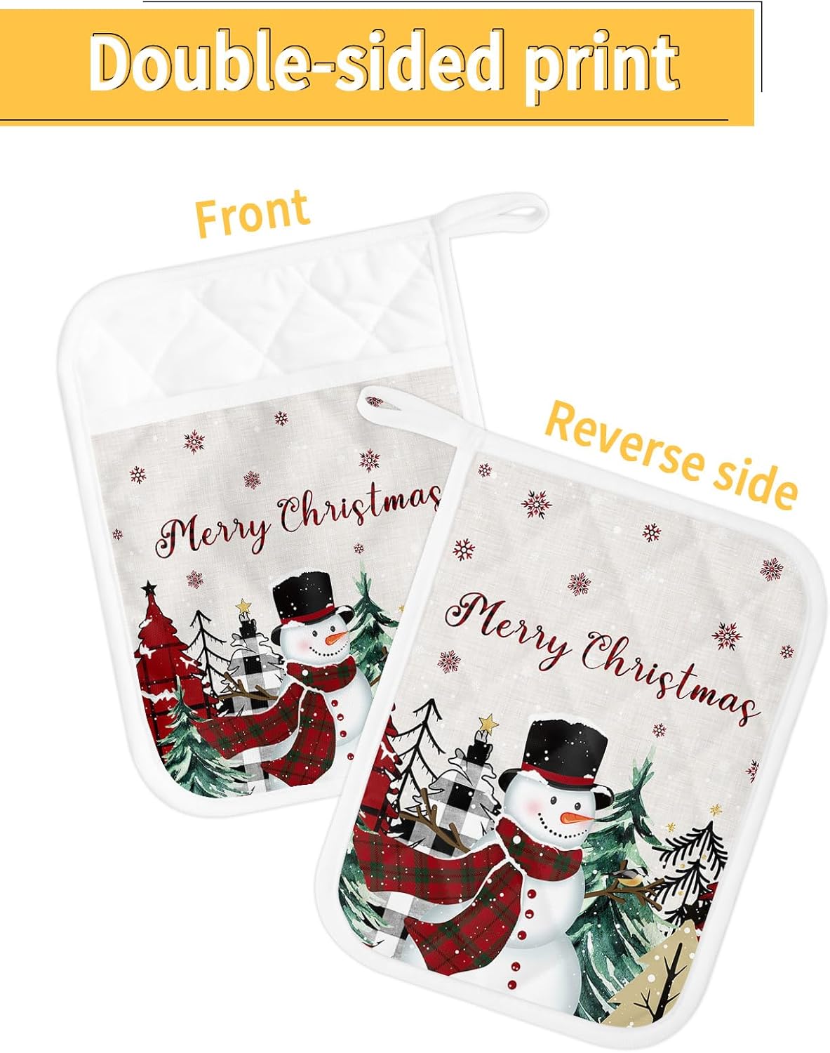 Juego de 5 soportes para ollas de cocina con diseño de muñeco de nieve de Navidad, antideslizantes y aislantes de calor, juego de agarraderas de