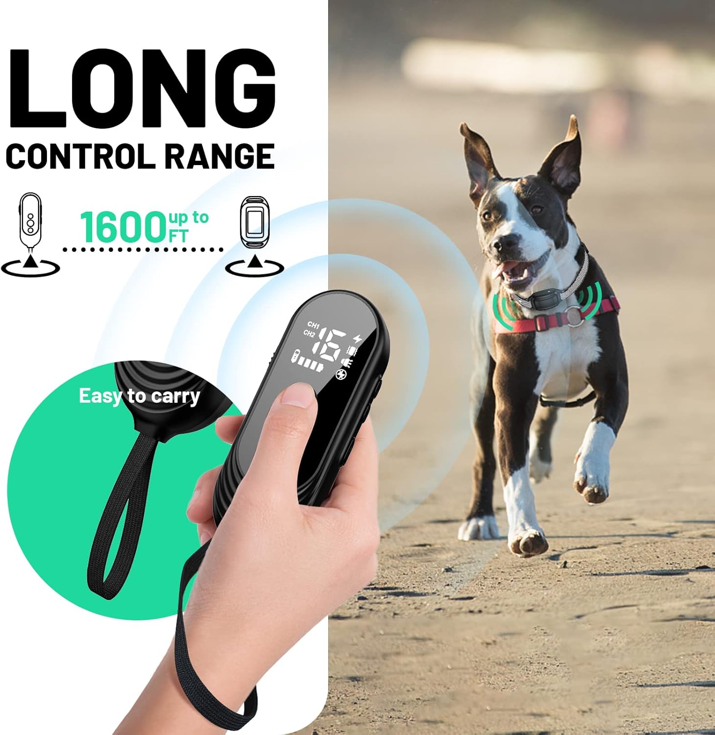 Collar de entrenamiento para perros con control remoto, IPX7, impermeable, recargable, con bloqueo de seguridad, 8-27 pulgadas de longitud