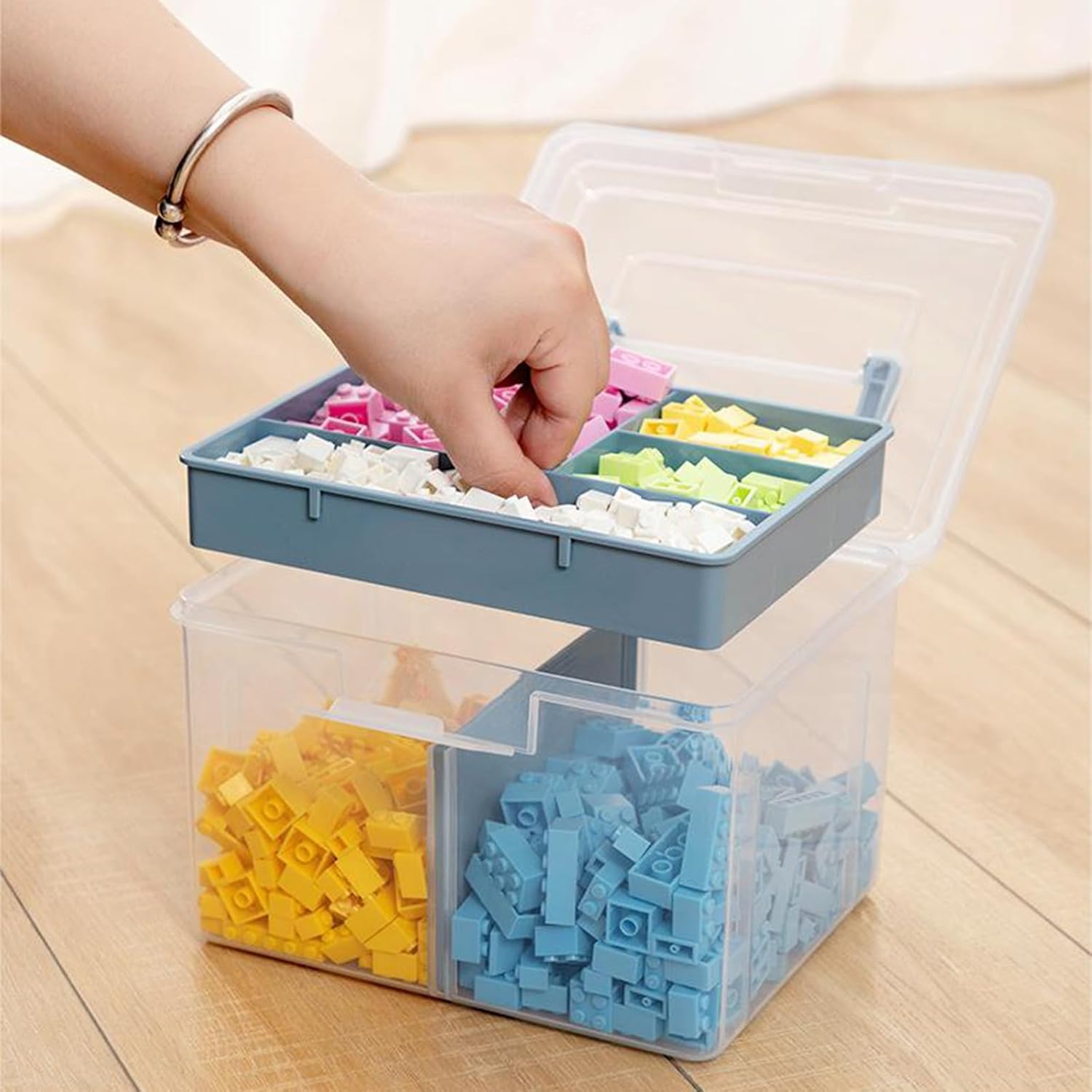 Clear Craft – Caja de almacenamiento apilable con bandeja de almacenamiento, contenedor de almacenamiento multiusos de plástico para almacenar