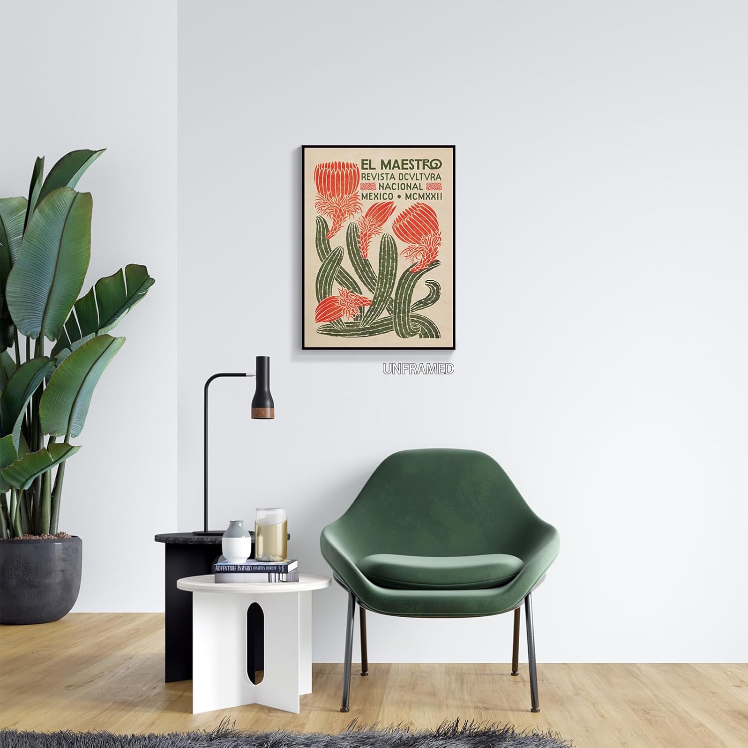 Yaasilinage Lienzo decorativo de cactus mexicano, póster vintage de suculentas botánicas del suroeste, El Maestro rústico retro cactus, impresiones