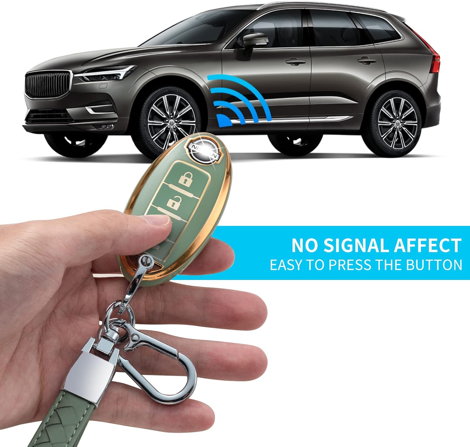 Funda para llavero de 4 botones para Nissan, Verde 4 B