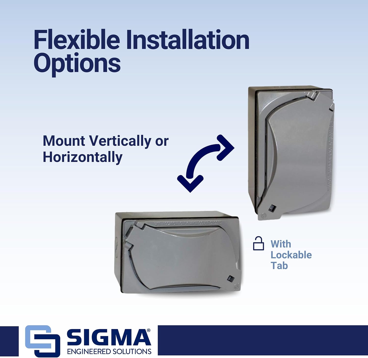 Sigma Electric, Gray Sigma Engineered Solutions 16449 TRWR GFCI Kit de receptáculo con cubierta universal resistente a la intemperie, sin tamaño