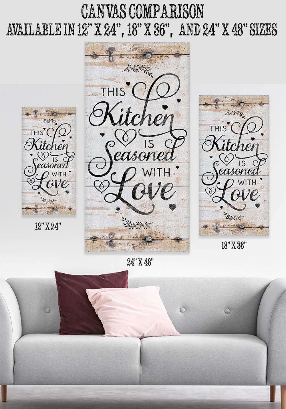 This Kitchen is Seasoned With Love Print – Classic Farmhouse Kitchen Decor, Family and Love Wall Sign, Great Kitchen Quote Sign, Rustic Metal Sign