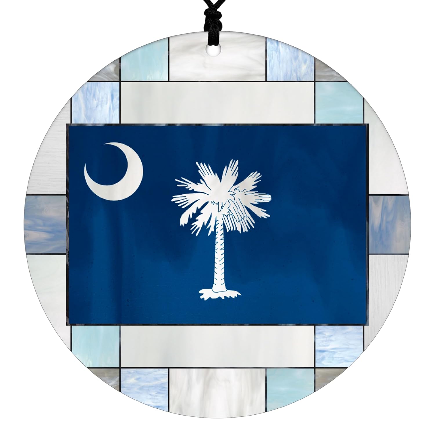 South Carolina Christmas Ornament – Faux Stained Glass Design Effect Featuring State Flag – 2024 Acrylic Tree Decoration – Holiday Gift and Home