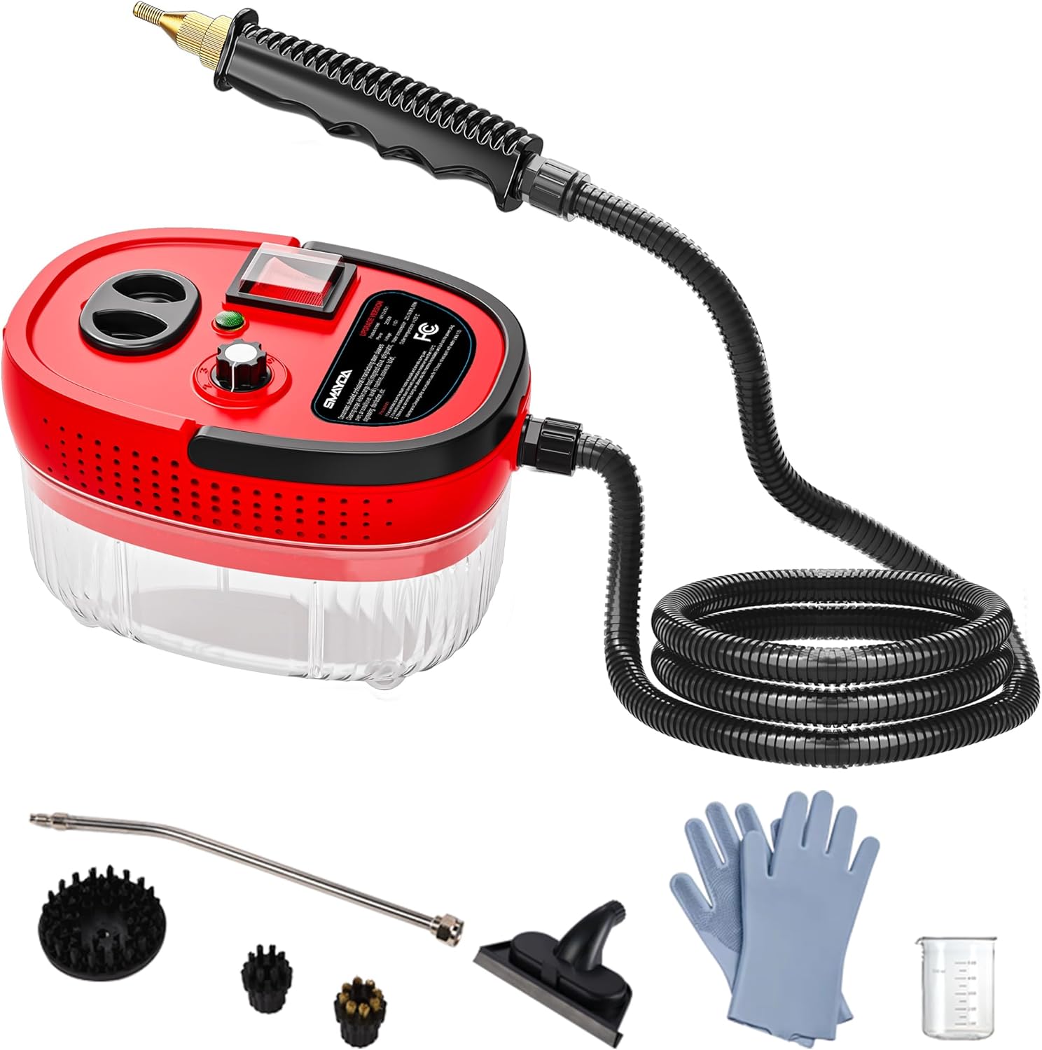 SMAYDA Limpiador de vapor portátil de alta presión con 3 cepillos y 1 raspador de vidrio que genera rápidamente vapor de alta temperatura para