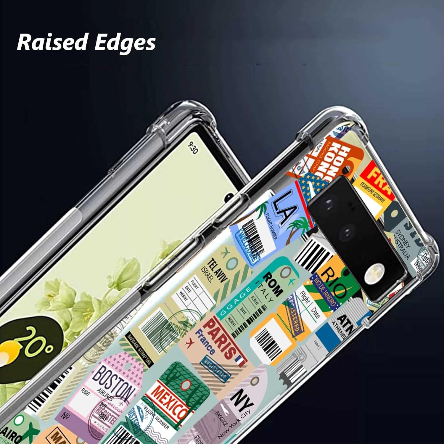 Compatible con Google Pixel 6 Pro Label Case, Retro Travel Flight Ticket Label Baggage Tag Graphic para Google Case Girls Men Soft TPU Elegante