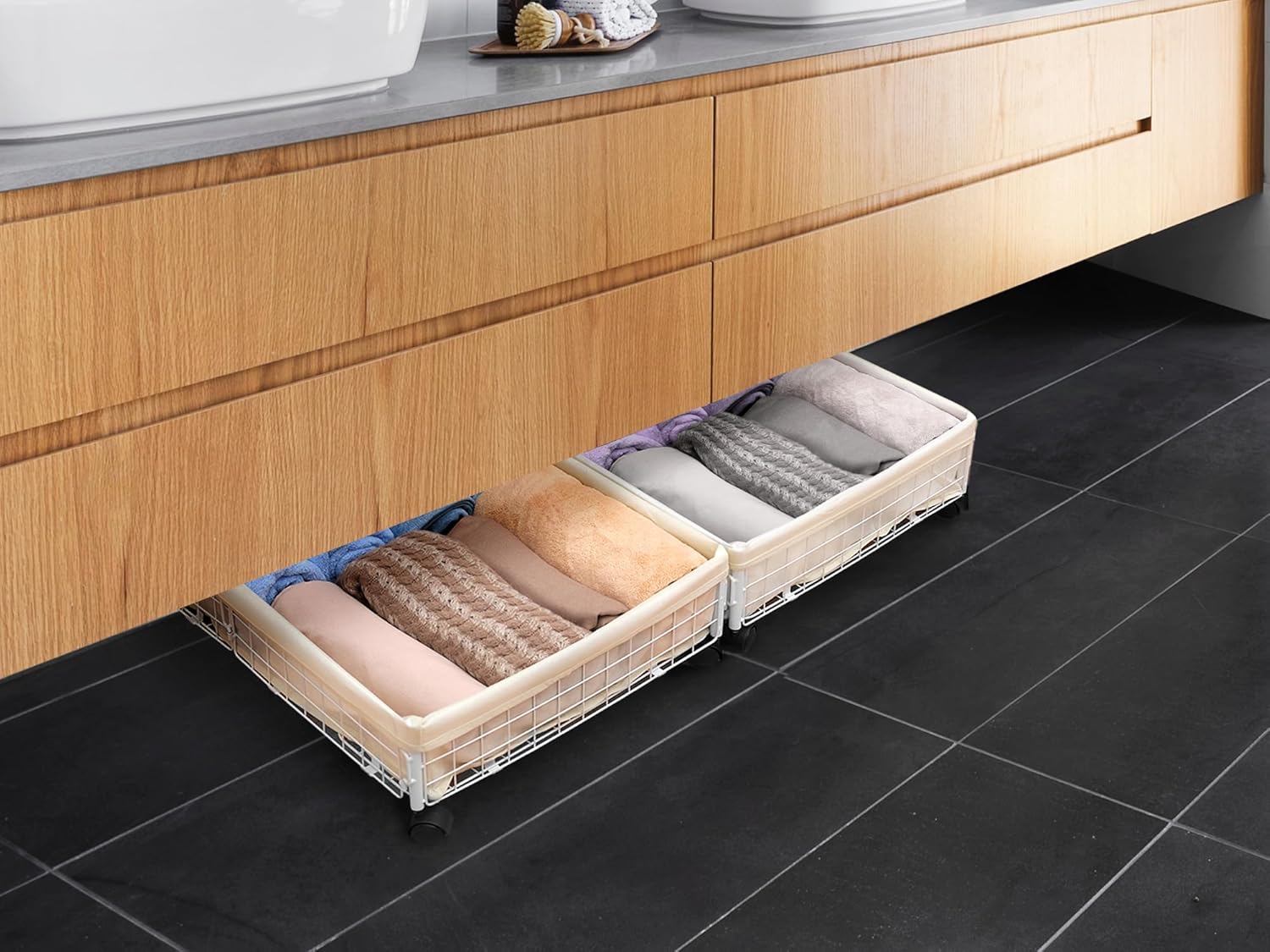 StorageWorks Almacenamiento debajo de la cama con ruedas, almacenamiento debajo de la cama, contenedores de almacenamiento de metal debajo de la