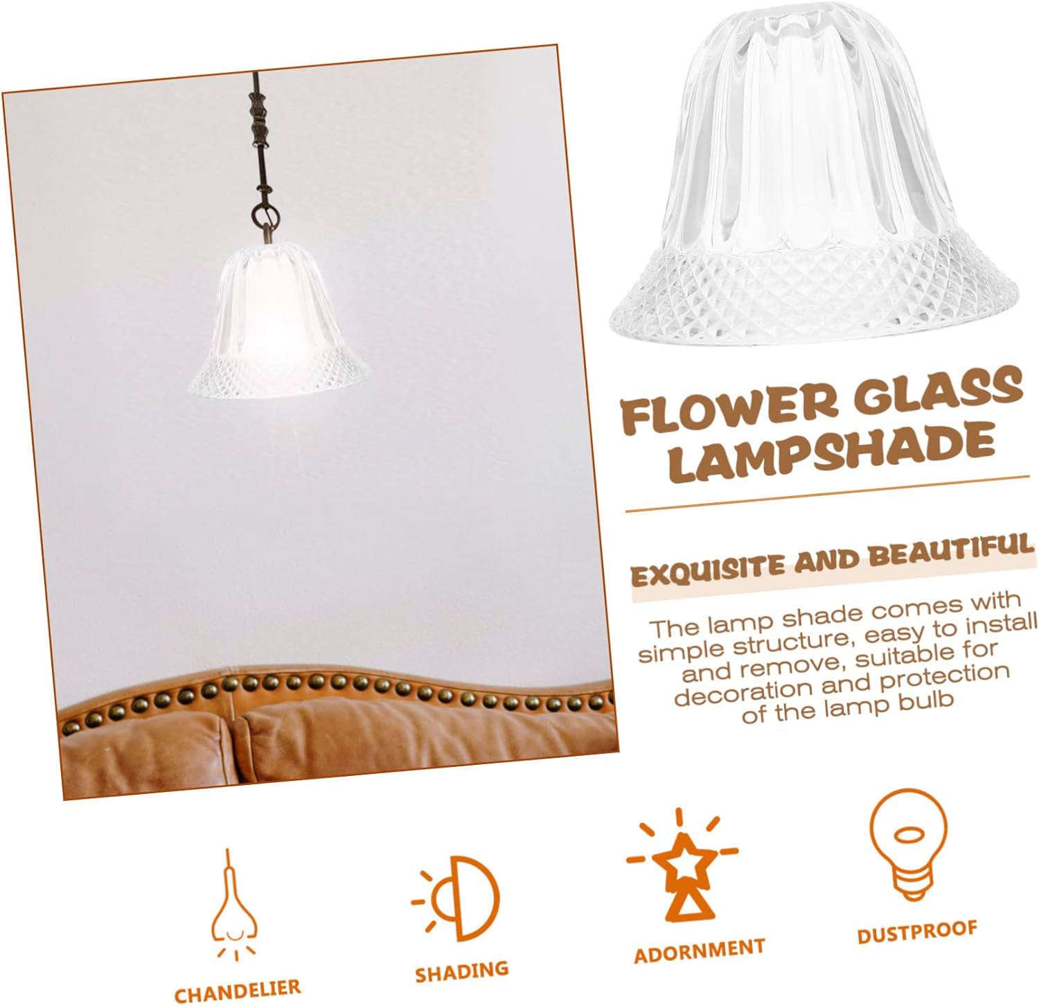 OSALADI Pantalla de cristal transparente Lámpara de techo Lámpara de techo Globos de vidrio Pantalla de luz de acento de vidrio Lámpara de pared