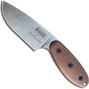 ESEE Sencillo Cuchillo de supervivencia de hoja fija con mango de micarta marrón y funda Kydex (acero A2) ESEE Sencillo Cuchillo de supervivencia de hoja fija con mango de micarta marrón y funda Kydex (acero A2)