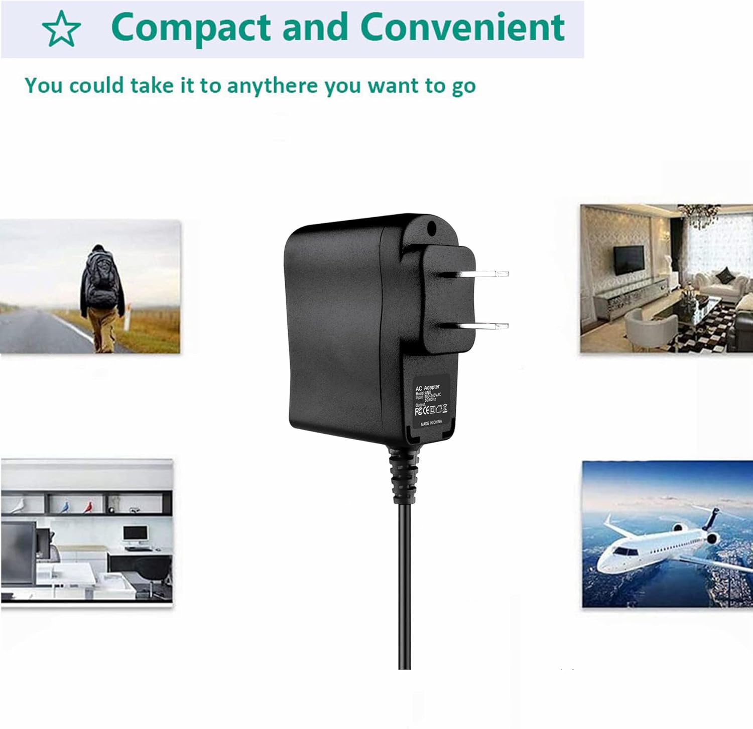 Adaptador de CA compatible con First Alert DW-700 D-520 cargador de cámara fuente de alimentación