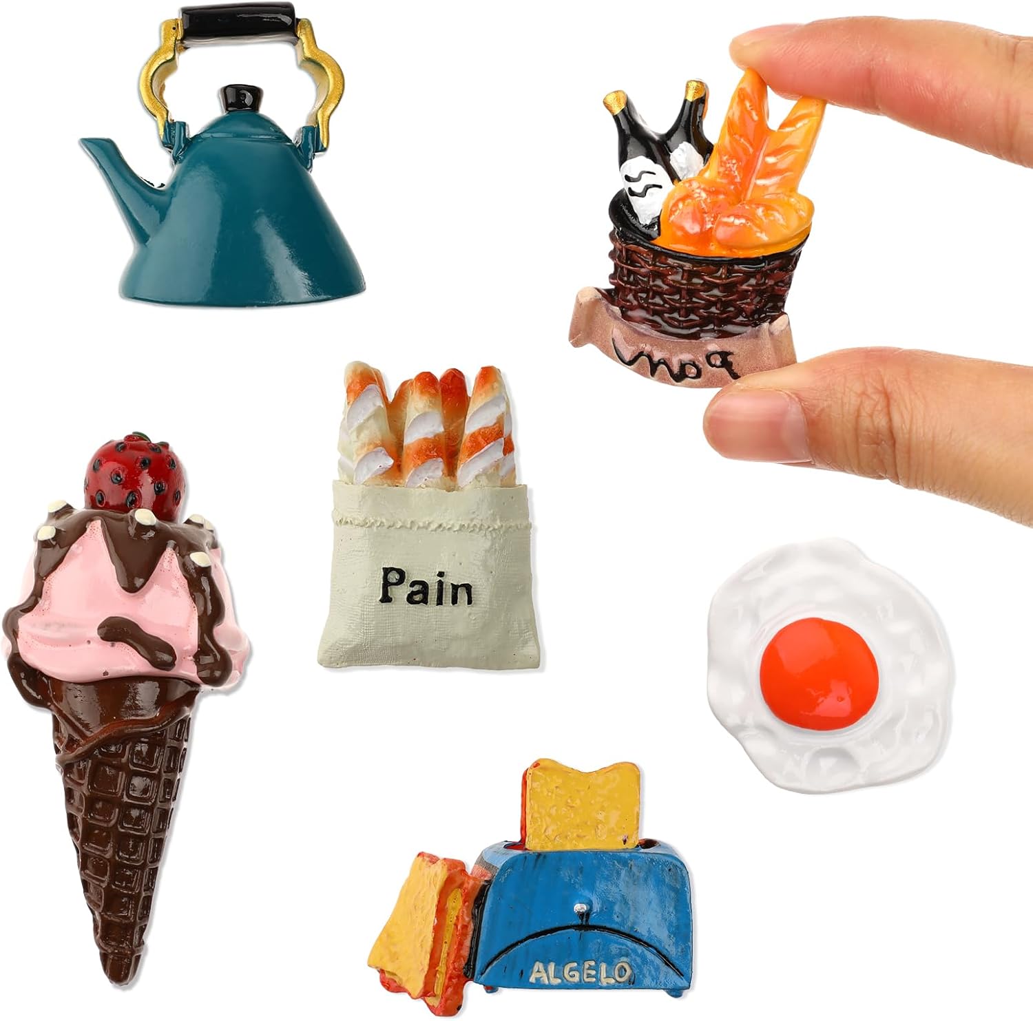 6 imanes de comida para nevera, imanes de alimentos para refrigerador, resina 3D, lindos imanes para refrigerador, divertidos y creativos, imanes