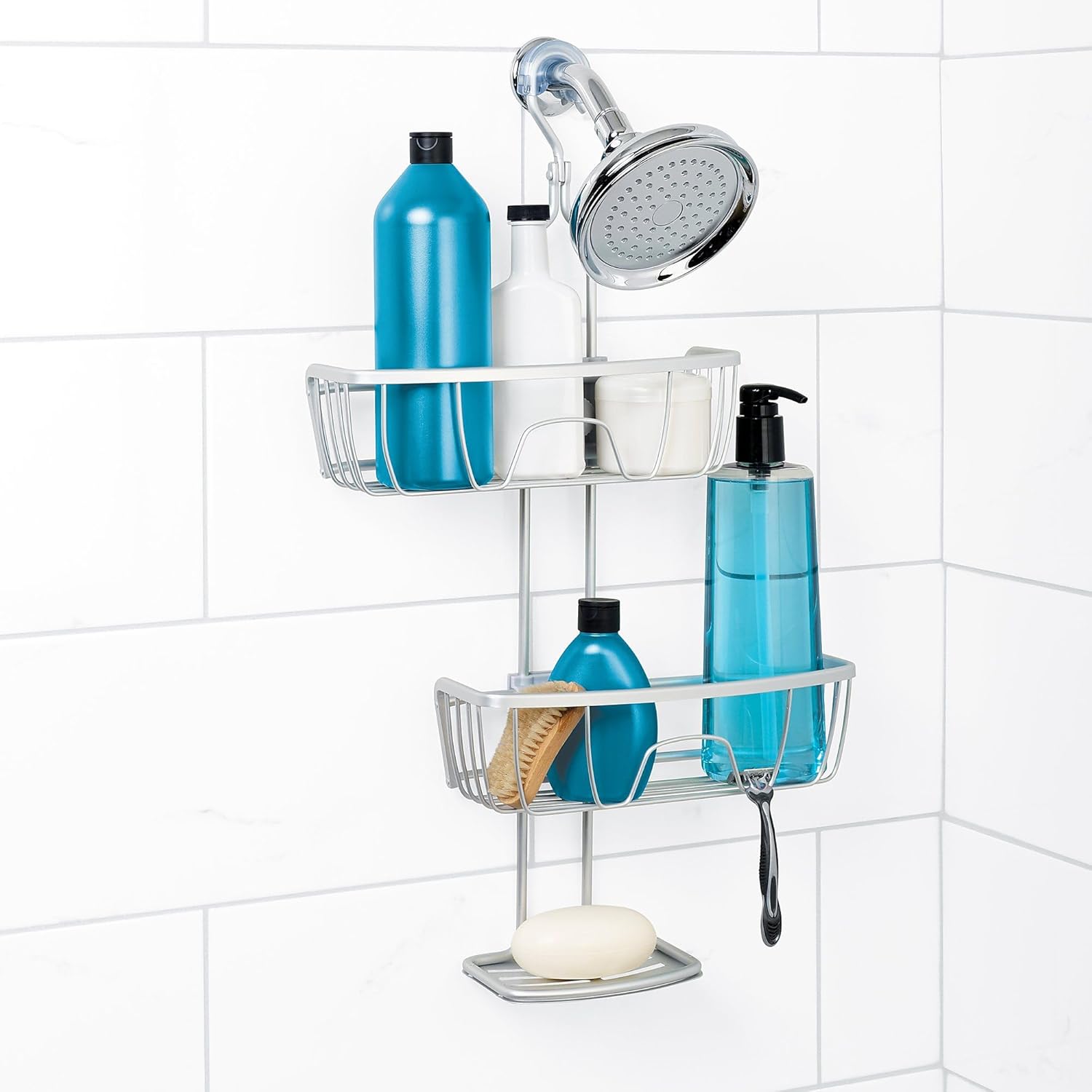 Canasta de ducha Zenna Home 7402AL NeverRust de aluminio de cromo satinado