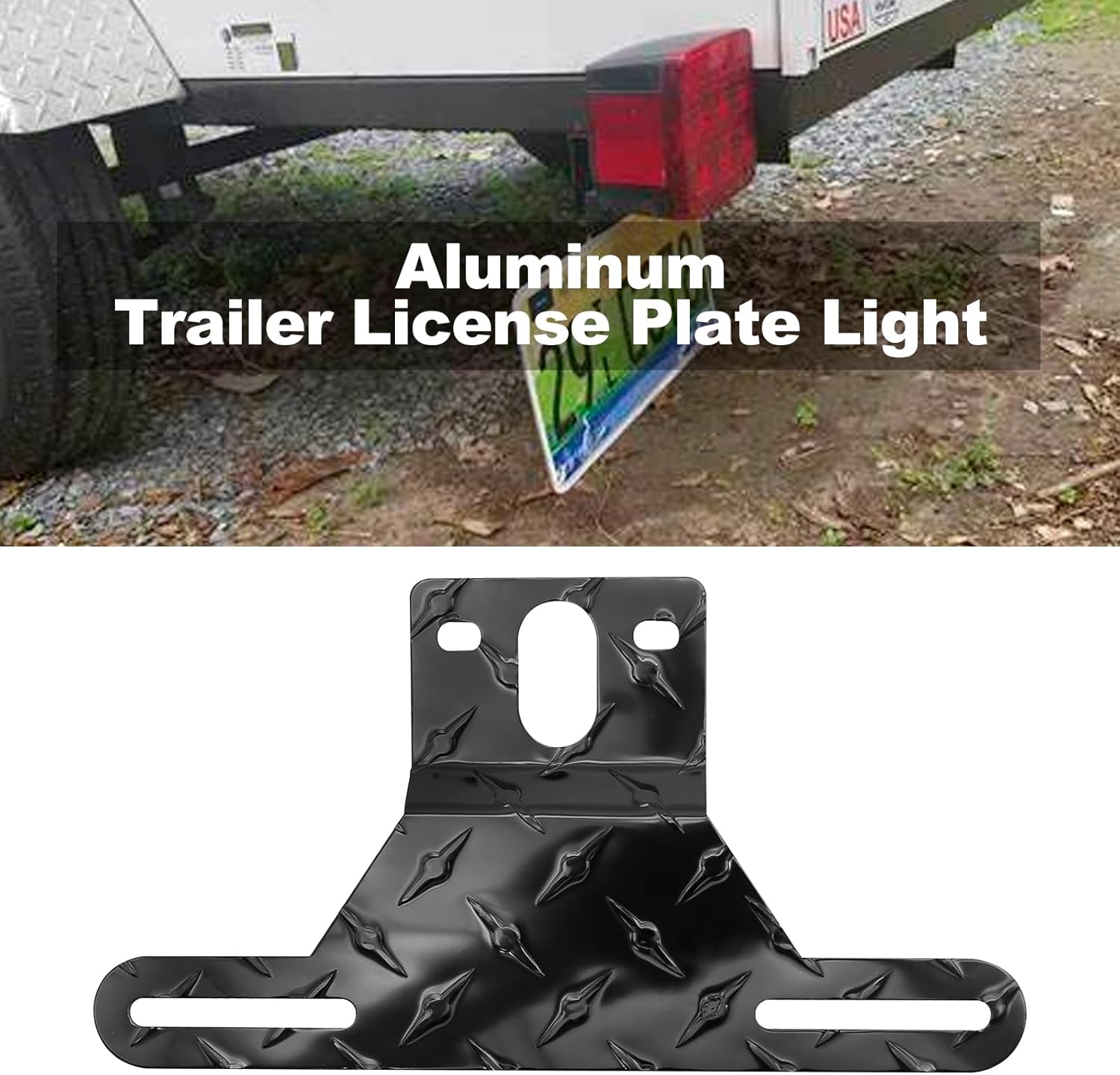 Soporte de luz para matrícula de remolque para camión, caravana, todoterreno, soporte de aluminio para matrícula (color negro, 1 unidad)