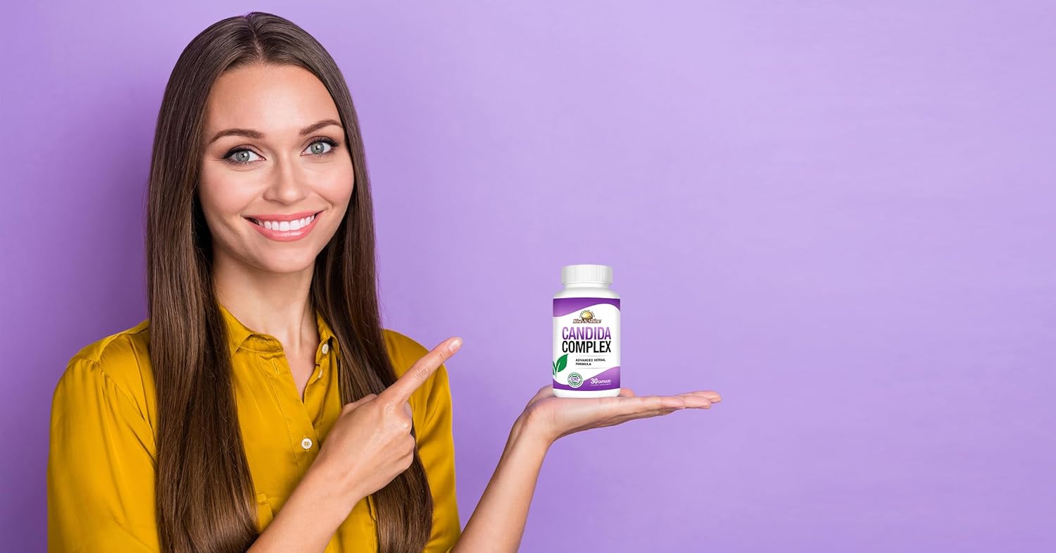 RISE-N-SHINE Cápsulas complejas Candida para niveles normales de Candida con orégano, ácido caprílico, hongos Reishi y más 30 unidades