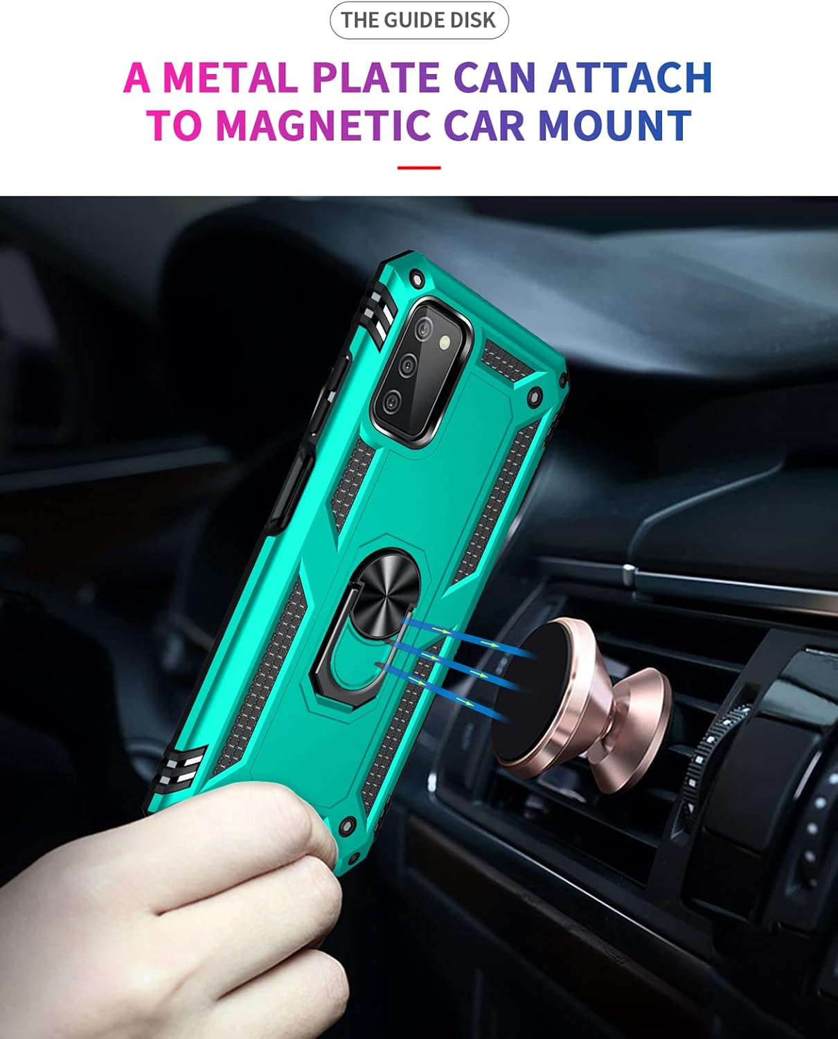 Funda para Samsung Galaxy A03S, Galaxy A03S con protector de pantalla, grado militar 16 pies, funda a prueba de caídas con soporte magnético, funda