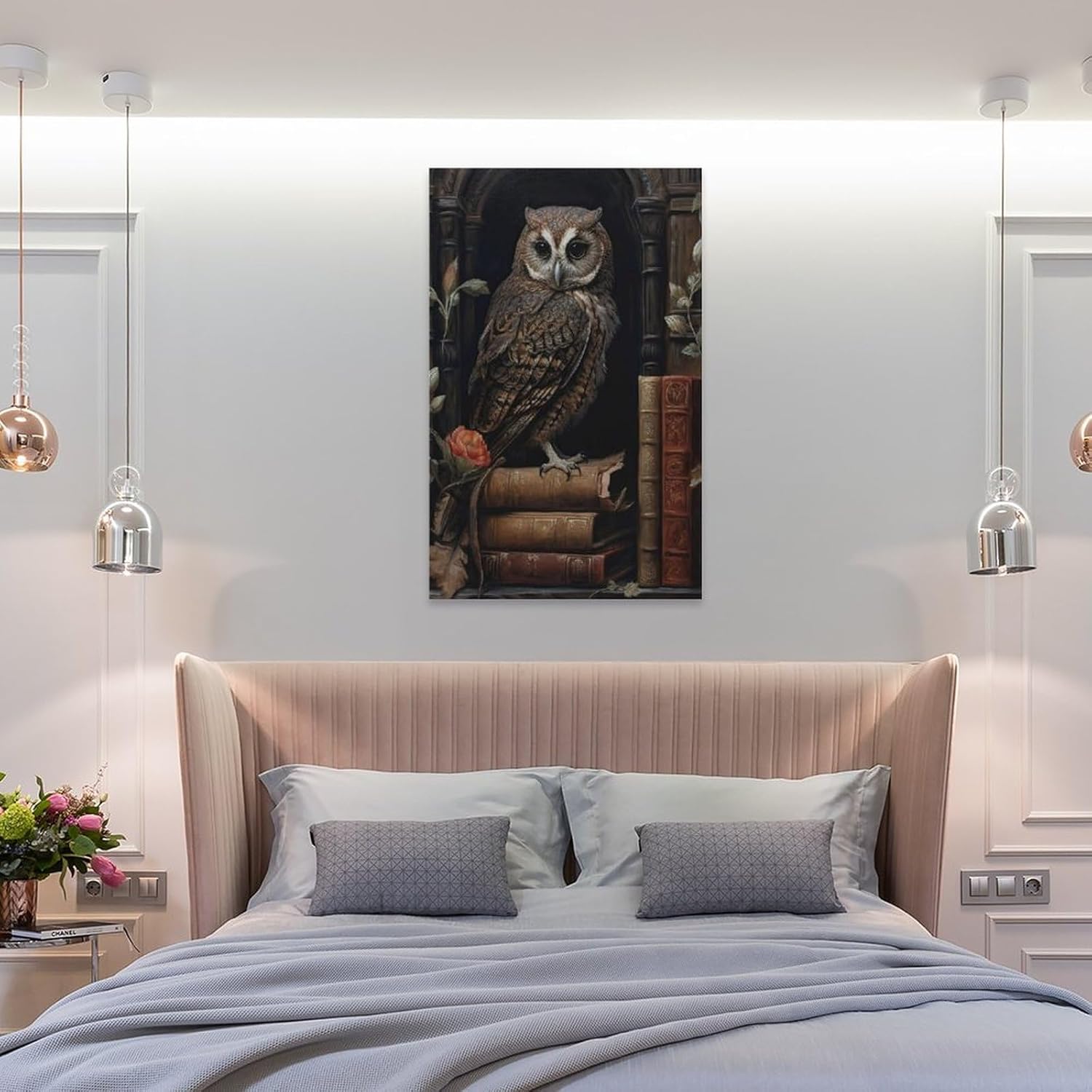 KLower Dark Academia Decor – Póster de arte en lienzo con diseño de búho y arte de pared, póster moderno para decoración de dormitorio familiar, 16