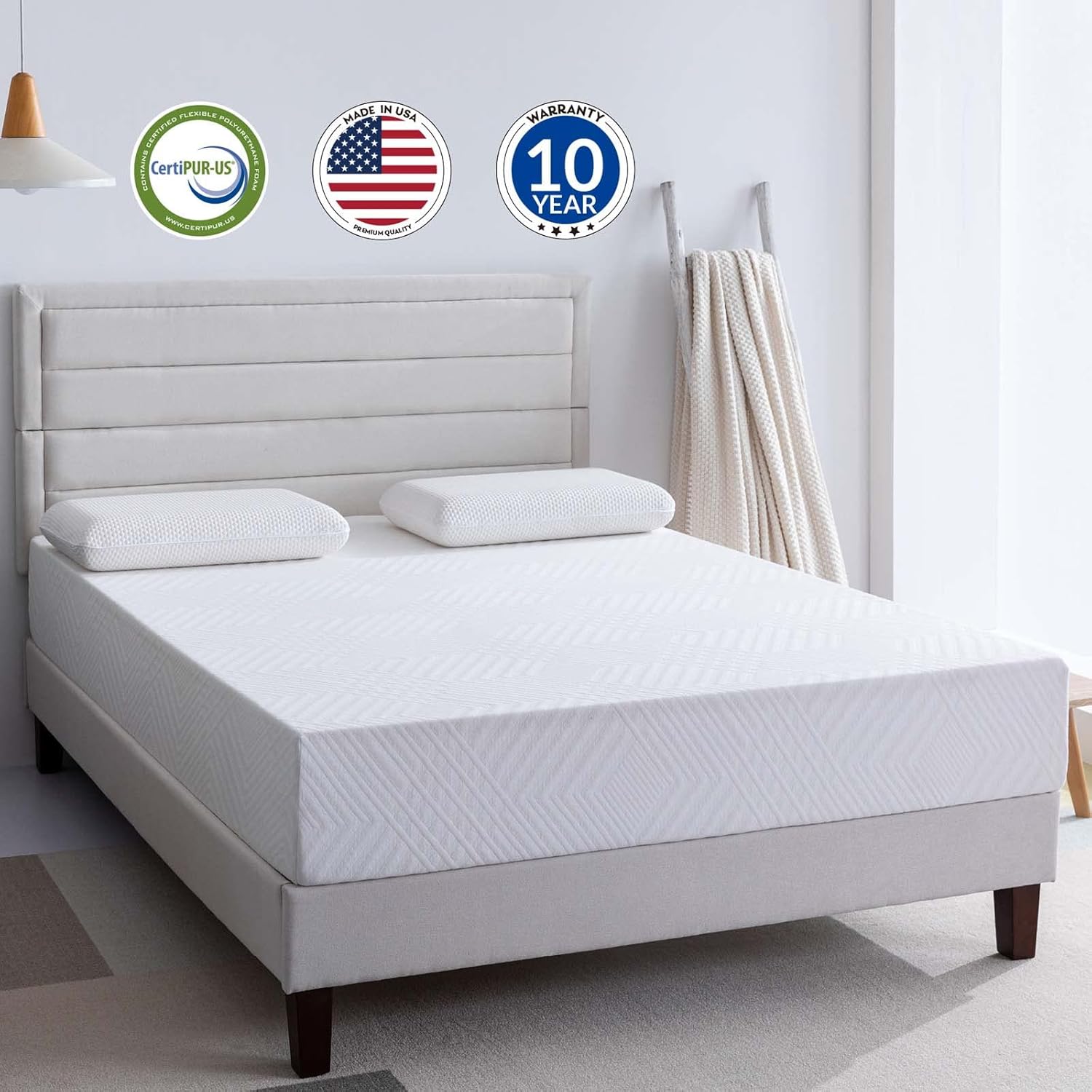 Colchón individual XL, colchón de espuma viscoelástica de gel de 10 pulgadas con infusión de té verde para un sueño fresco y alivio de presión,