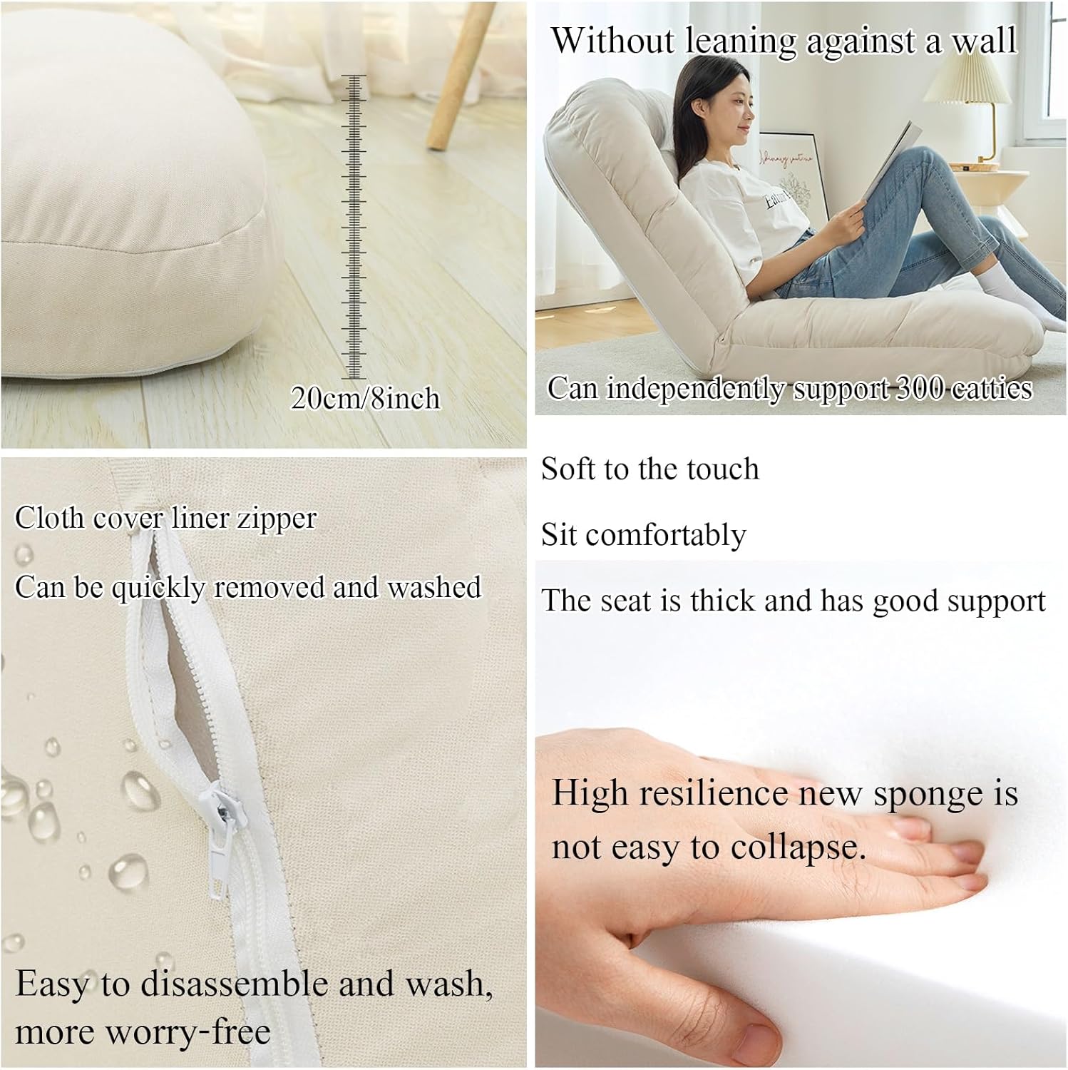 Sofá cama perezoso, acolchado suave, silla de juegos de respaldo alto, fundas de sofá de tatami, sofá de suelo perezoso fácilmente plegables para