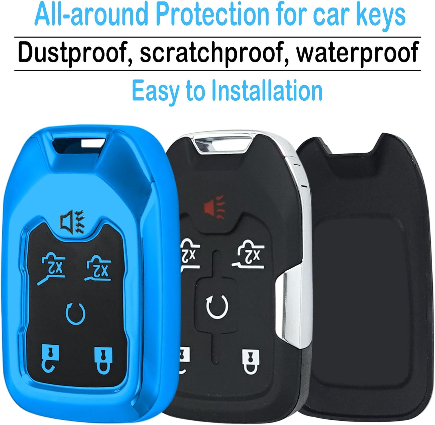 Kirsnda Funda para llavero Chevrolet con llavero, carcasa de TPU suavepiel, 6 botones para chevy Suburban Tahoe para GMC Yukon Accesorios de