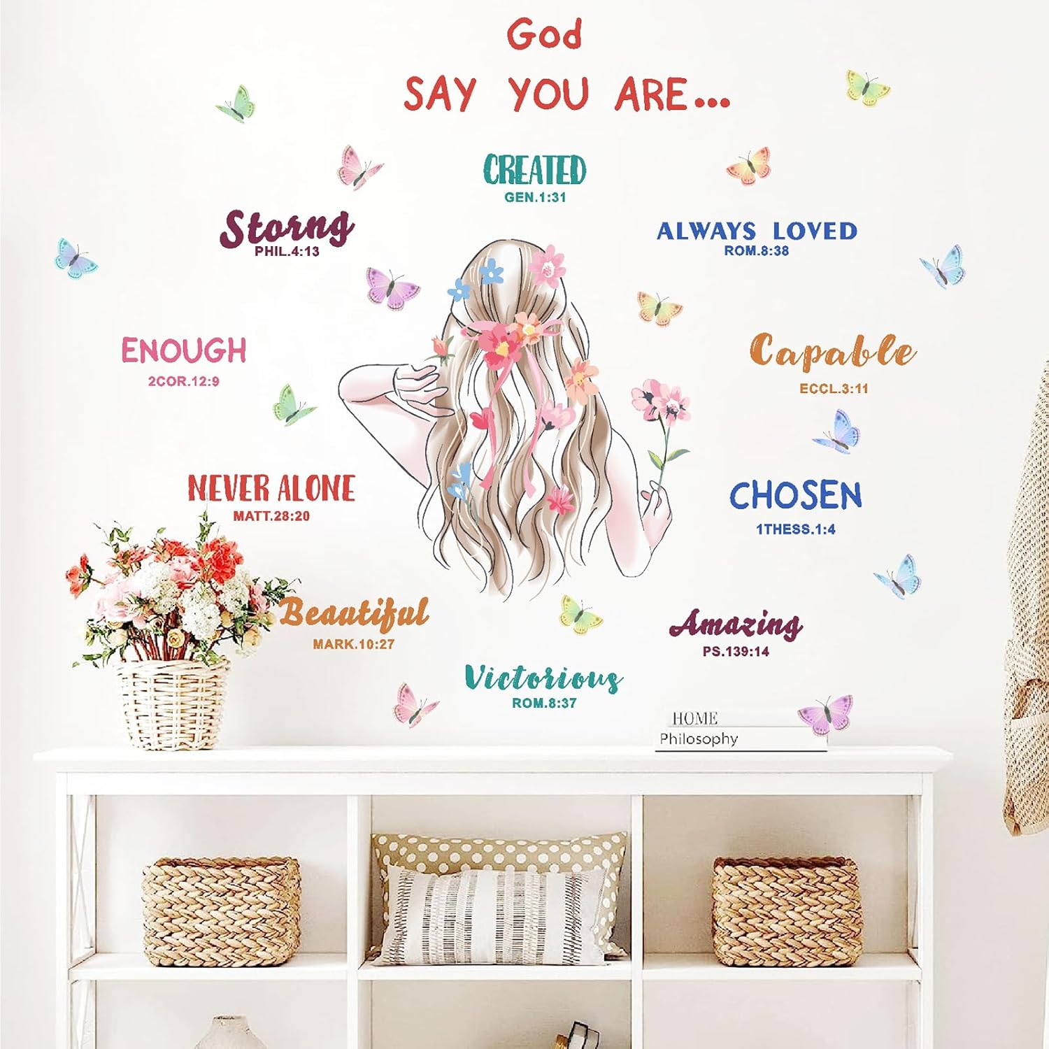 Calcomanías de pared con citas inspiradoras, coloridas calcomanías de pared motivacionales para niñas, citas positivas, calcomanías de pared