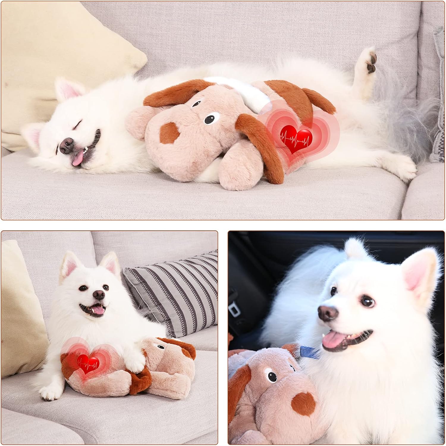 Juguete de latido del corazón para cachorro, juguete para aliviar la ansiedad por separación, juguete para cachorros con latido del corazón, animal
