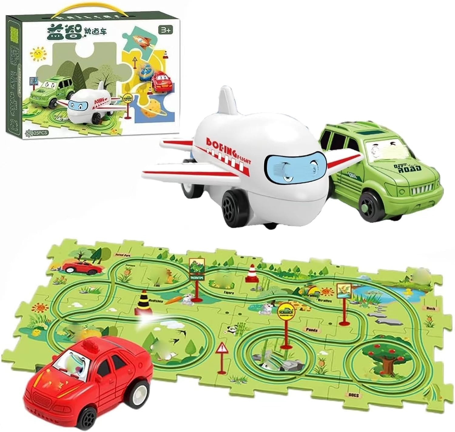 Juego de rompecabezas de coche de pista, carrito eléctrico de ensamblaje, vehículo de juguete y tablero de rompecabezas de montaje, regalos para