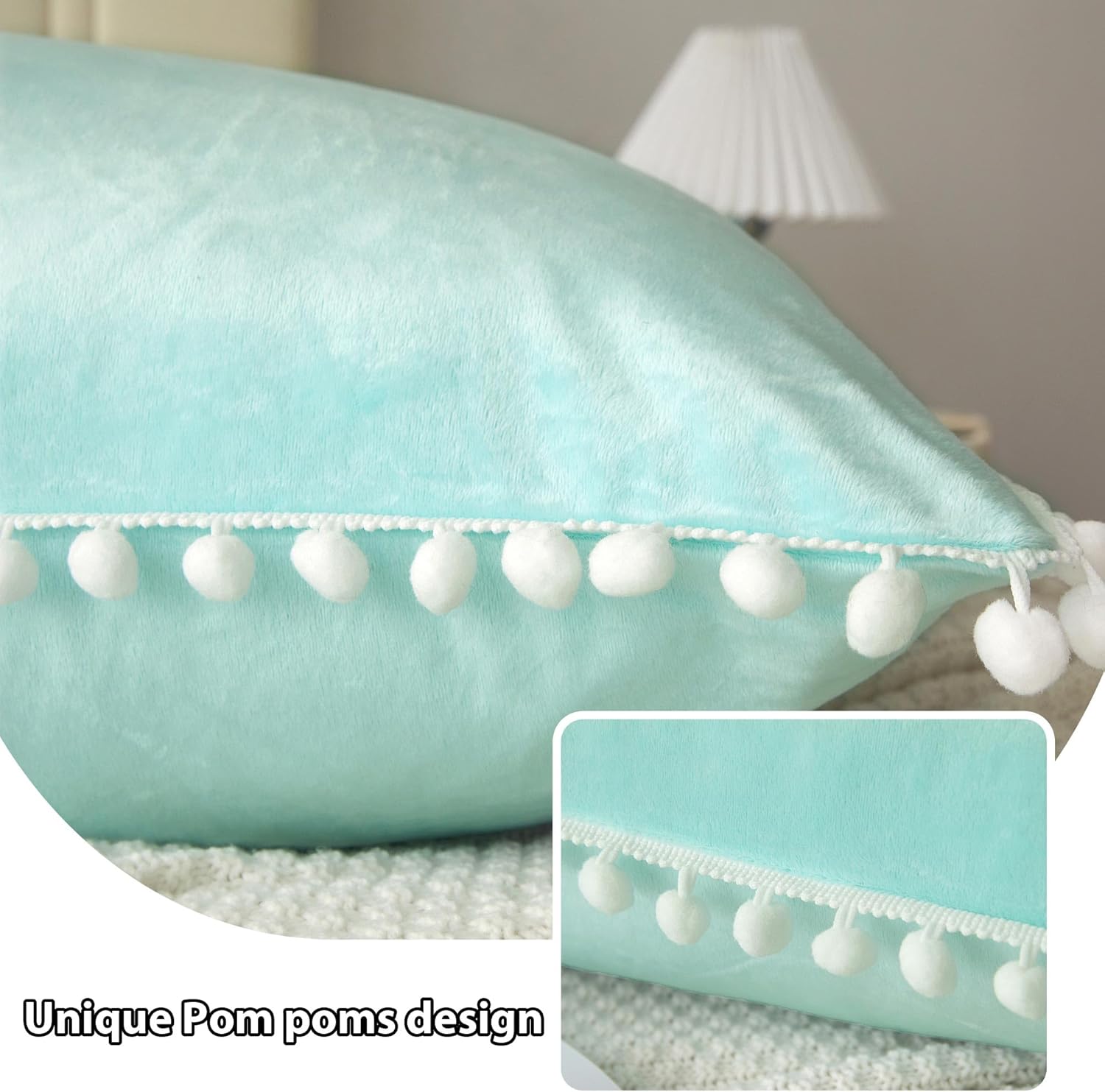 LIFEREVO Funda de almohada corporal de terciopelo con pompones, funda de almohada larga y mullida de 20 x 54 pulgadas, funda de almohada de