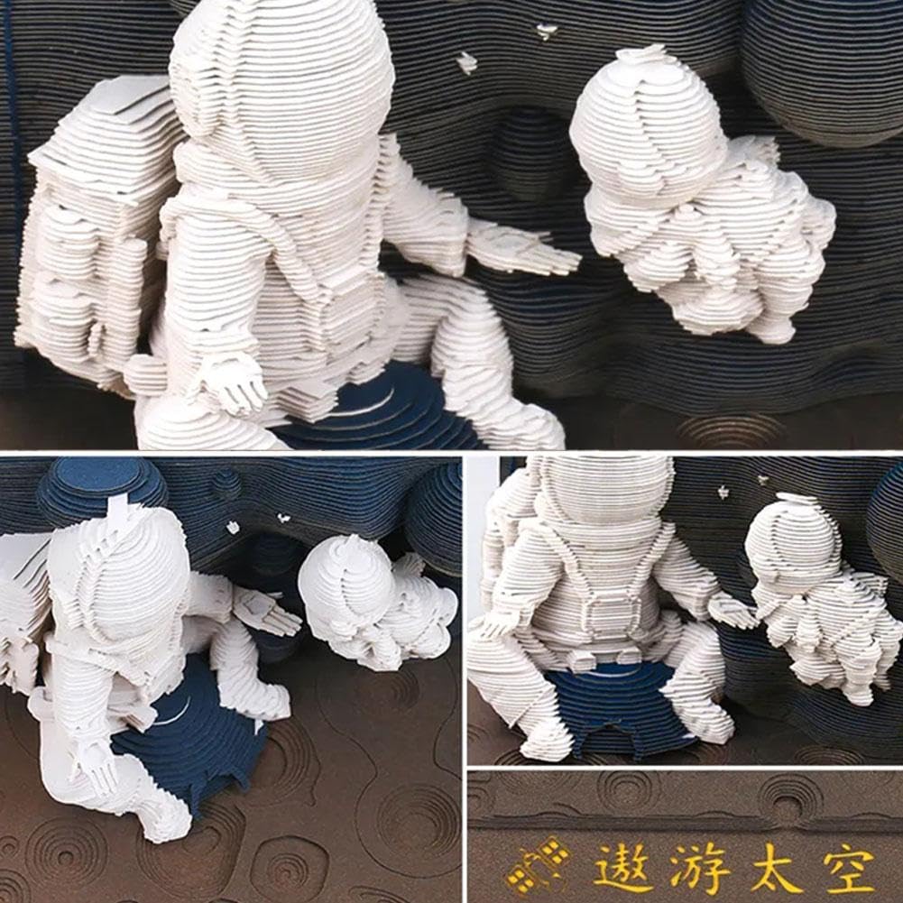 Bloc de notas 3D, bloc de notas de arte de papel 3D, bloc de notas de astronauta, bloc de notas 3D, regalo de escultura de papel, tallado en papel,