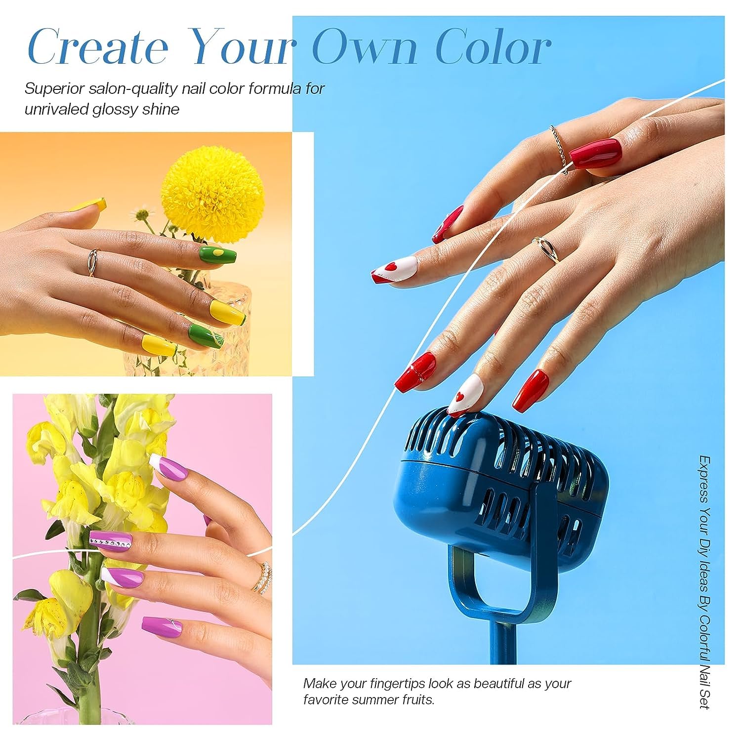 Morovan Juego de esmaltes de uñas Kit de esmalte de uñas de 15 colores, esmalte de uñas brillante, kit de esmalte de uñas de color arco iris para