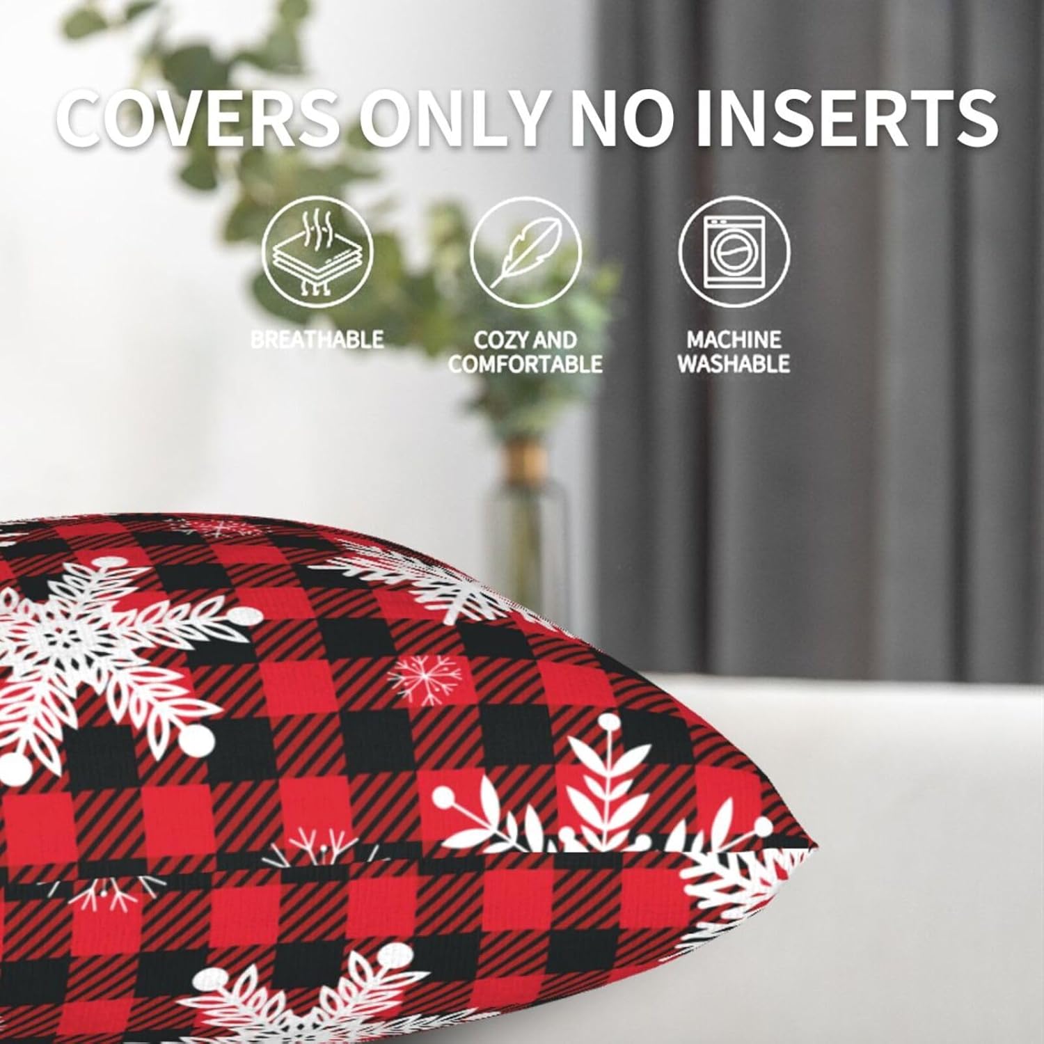 Juego de 2 fundas de almohada decorativas de 16 x 16 pulgadas, diseño de copos de nieve, protector de almohada suave, decoración moderna del hogar