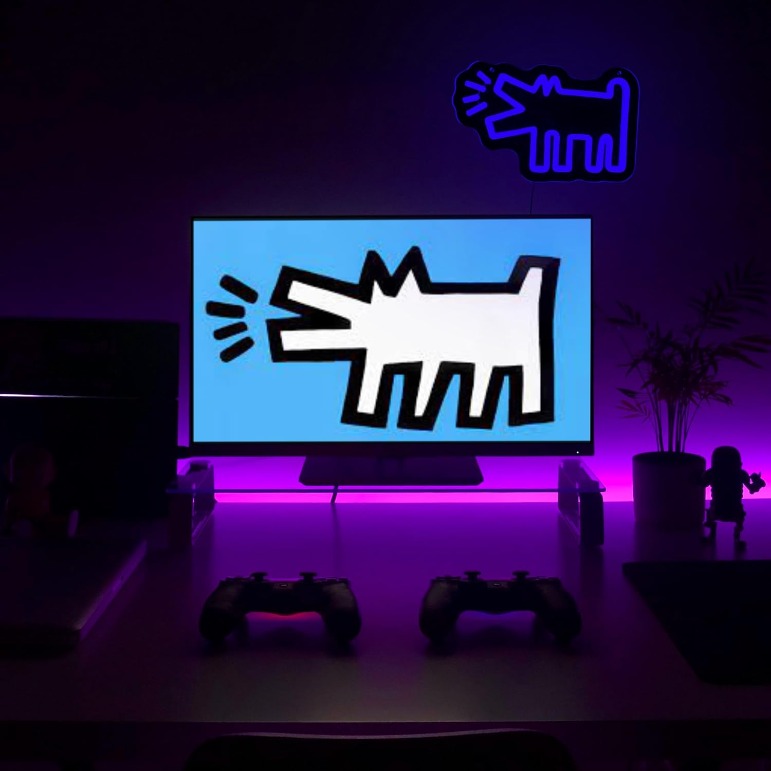 Señal de neón para perro, iluminación ajustable, luz de neón LED para dormitorio, pared preppy niñas, estética, dormitorio Y2k, lindo bratz,