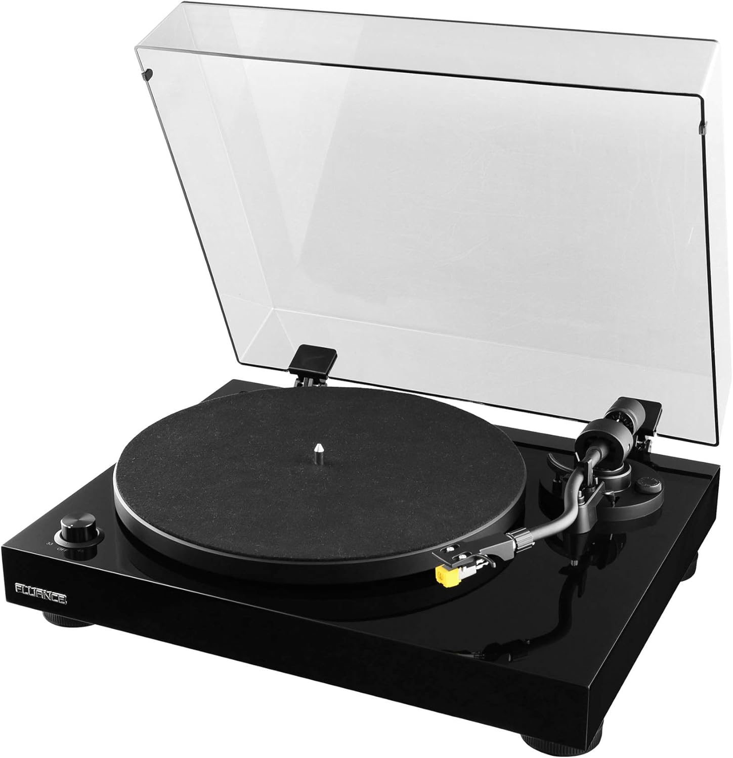 Fluance RT80 – Tocadiscos clásicos de vinilo de alta fidelidad con altavoces estéreo de 6.5 pulgadas, lápiz óptico de diamante, transmisión por
