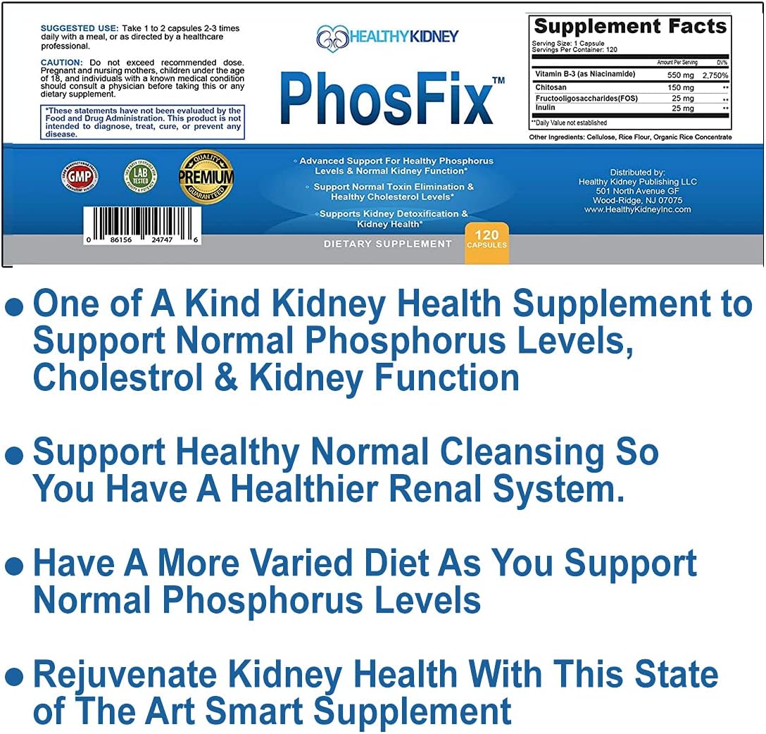 Suplemento renal de aceite de pescado Kidney Shield y paquete bloqueador de fósforo natural PhosFix