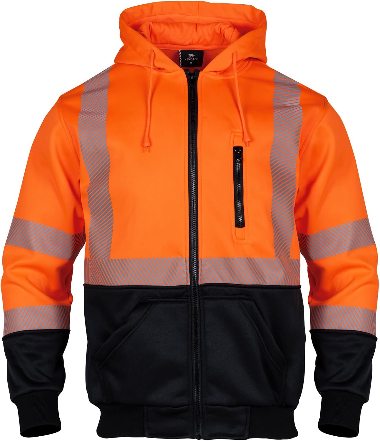 VENDACE Alta visibilidad ANSI Clase 3 Reflectante de Seguridad Fleece Sudadera con capucha para hombres Hi Vis Sudaderas Chaqueta con cremallera