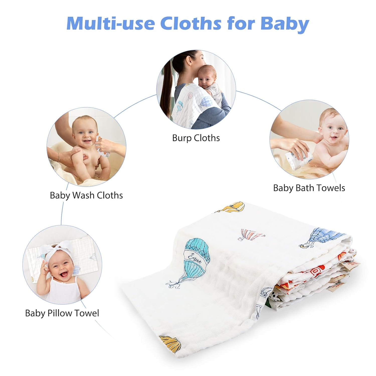 Maliton Paños de muselina para eructos para bebé, paquete de 6 unidades, grandes, de 20 x 10 pulgadas, 100% algodón, absorbentes y suaves, 6 capas,