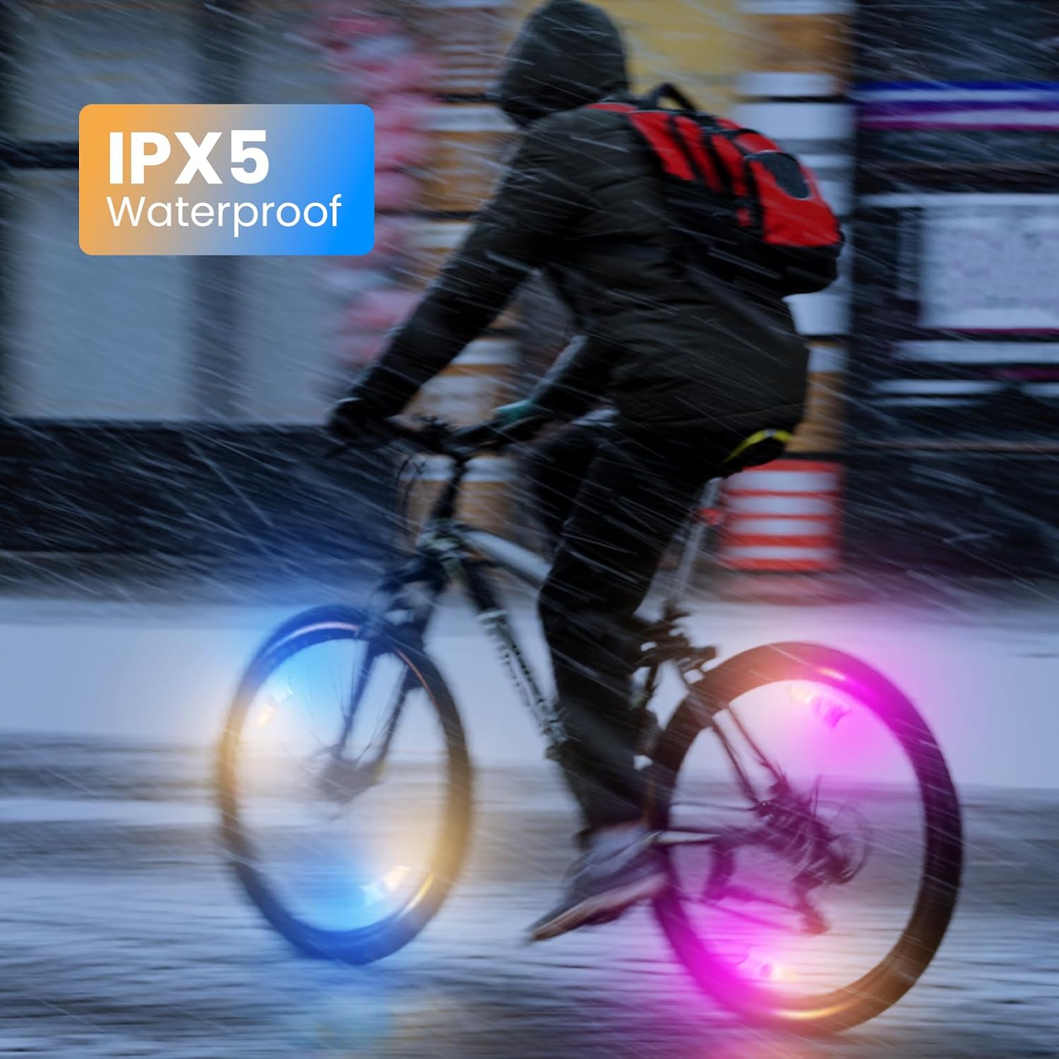 Paquete de 4 luces LED para rueda de bicicleta, luces ultra brillantes para radios de bicicleta, IPX5 impermeable, luz de bicicleta de color con