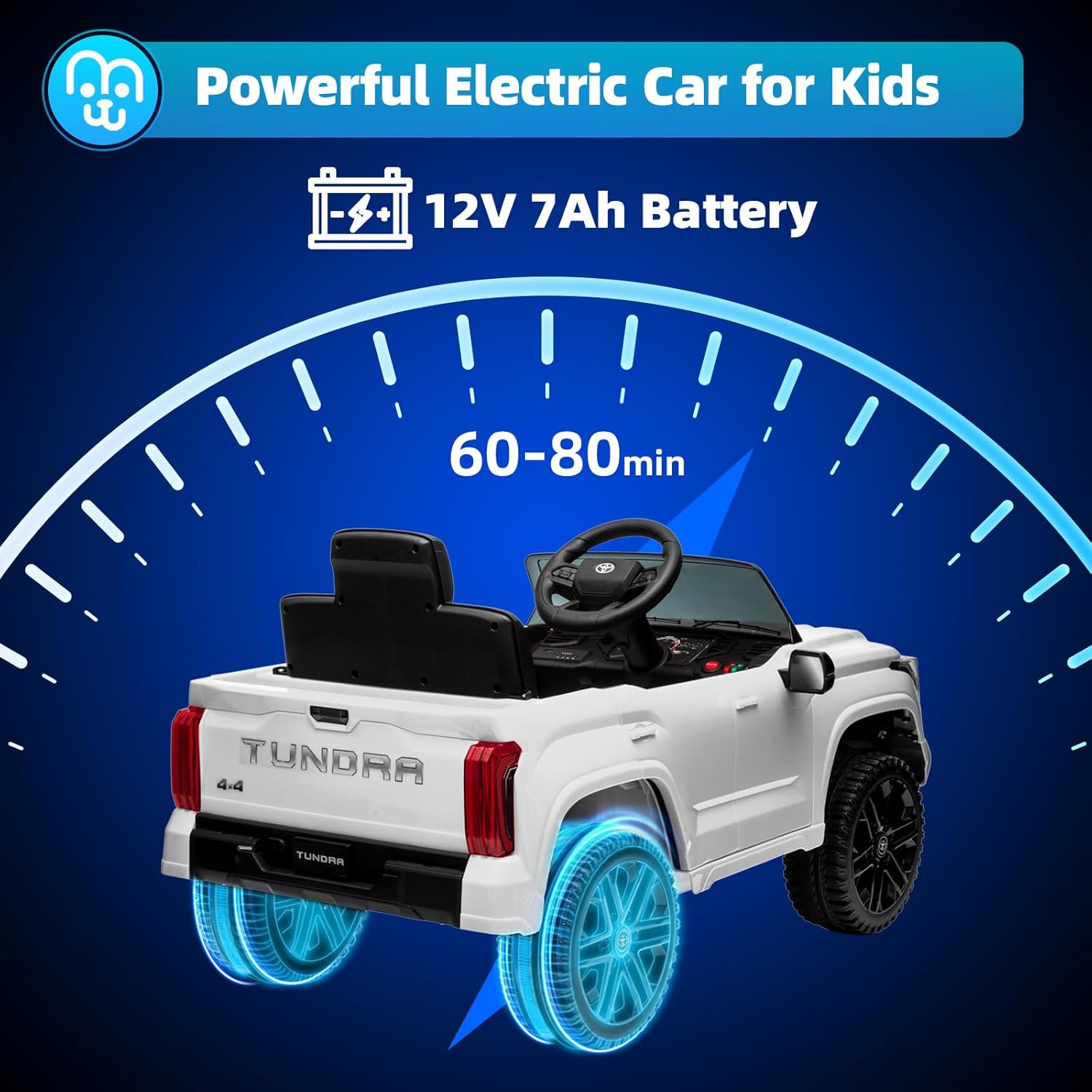 Toyota Tundra – Auto eléctrico con licencia para niños, batería de 12 V, 7 Ah, auto eléctrico para niños, camión, maletero, control remoto,