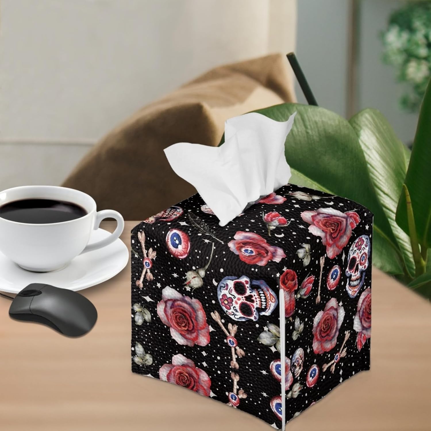 Cubierta cuadrada para caja de pañuelos de Halloween, accesorios de escritorio de oficina, cubierta de pañuelos Kleenex, soporte de pañuelos para