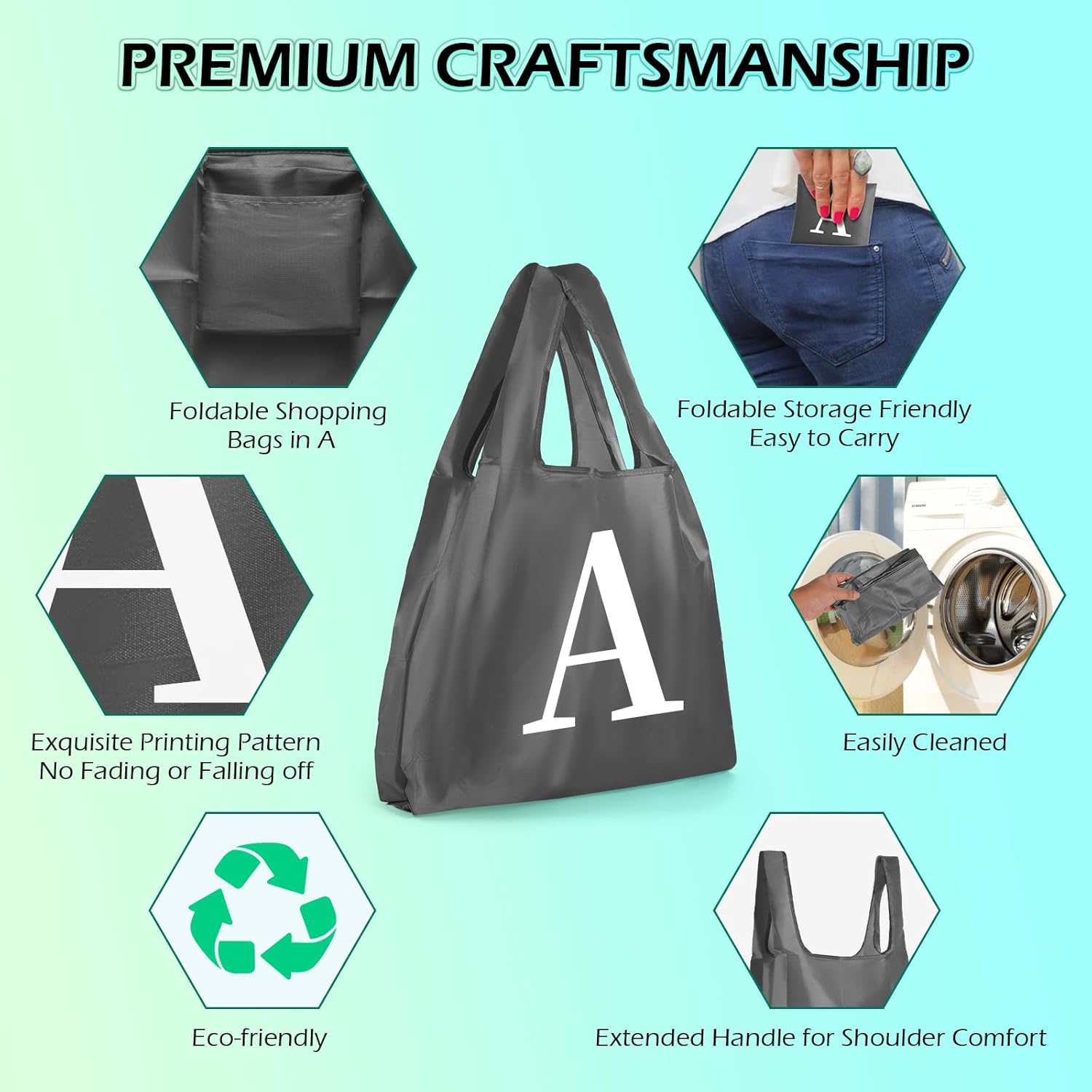 Bolsas de comestibles reutilizables plegables  Bolsas de compras grandes reutilizables paquete de 12 bolsas reutilizables de cocina con asas con