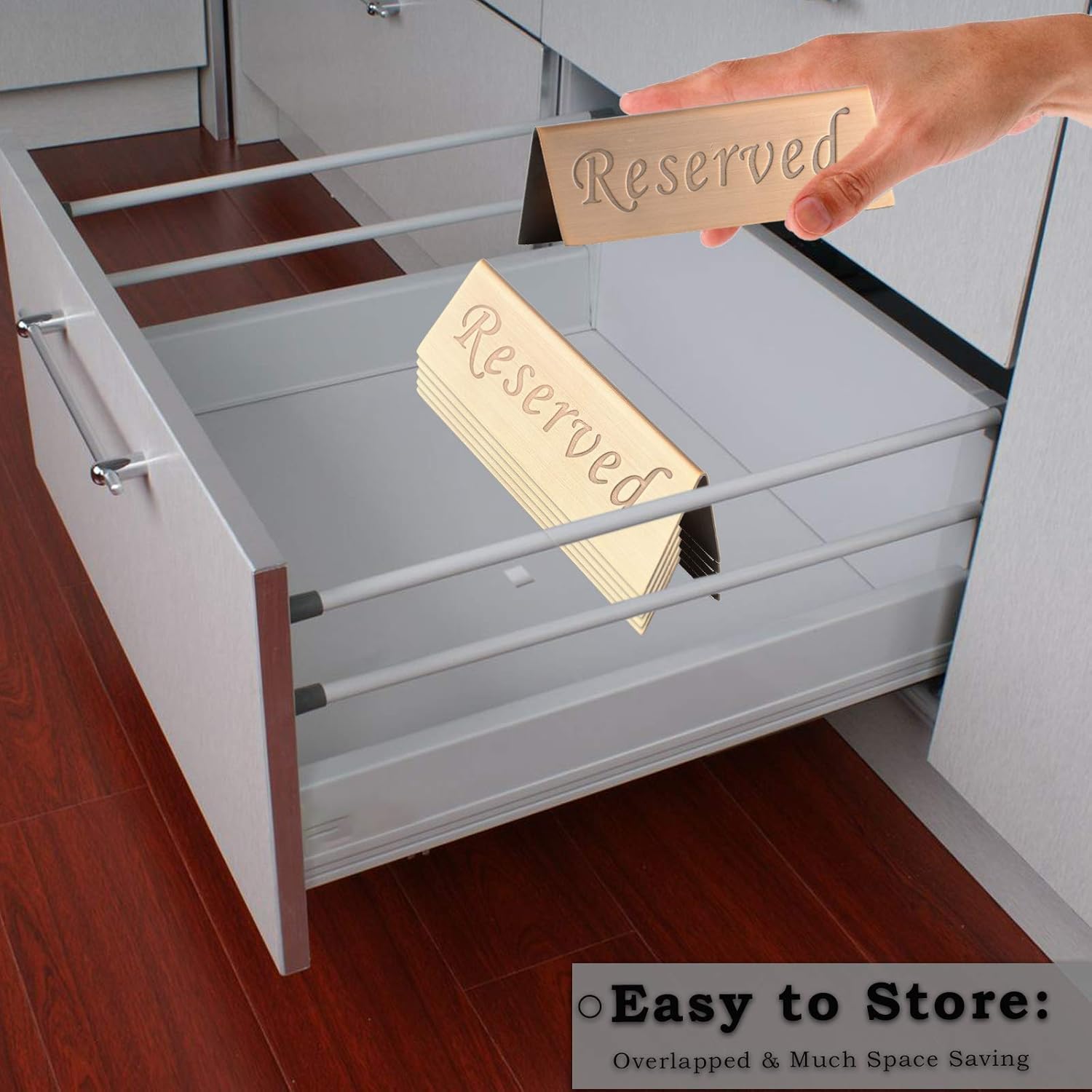 Letrero reservado  Letrero de mesa de acero inoxidable para 10 años, soporte superior para tienda de campaña para restaurantes, bodas, eventos,