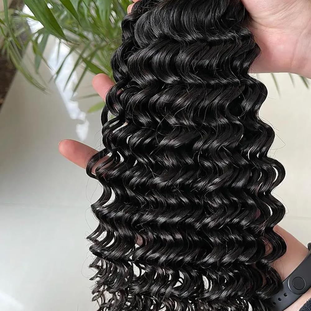 1 paquetes de cabello humano virgen brasileño ondulado profundo de 18 pulgadas, sin procesar, extensiones de cabello rizado (18 pulgadas, onda