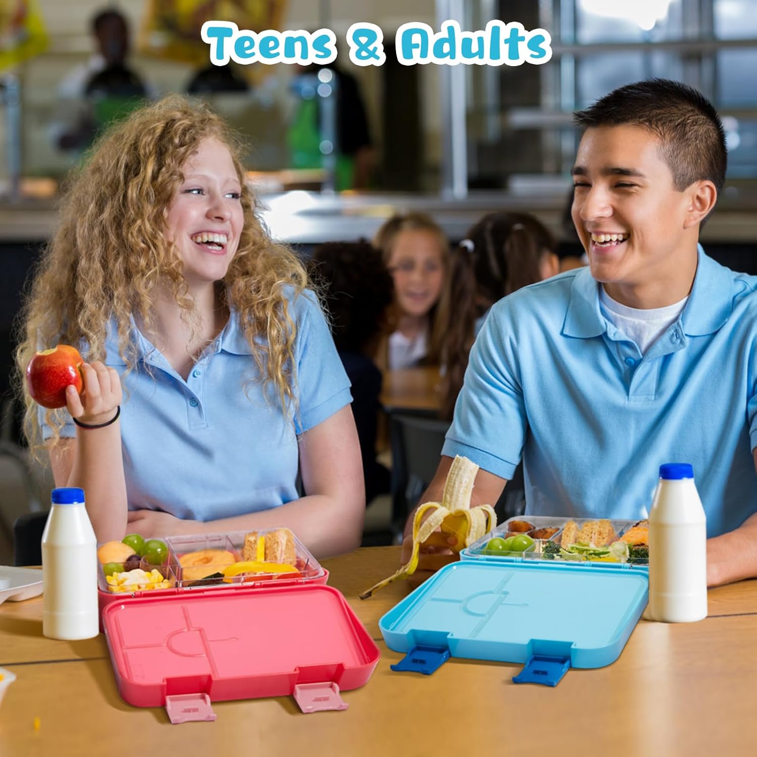 JOYHILL Lonchera para niños, lonchera Bento a prueba de fugas con 4-6 compartimentos, contenedores de almuerzo sin BPA Bento Box para adultos y