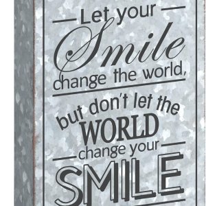 Barnyard Designs Cartel de metal con texto en inglés “Let Your Smile Change the World” para decoración de escritorio inspiradora positiva, Barnyard Designs Cartel de metal con texto en inglés “Let Your Smile Change the World” para decoración de escritorio inspiradora positiva,