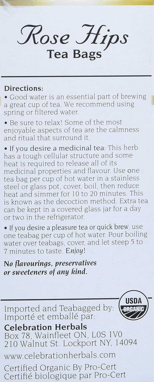 CELEBRATION HERBALS Rose HIPS Tea Organic 24 Bolsa, 0.02 libras