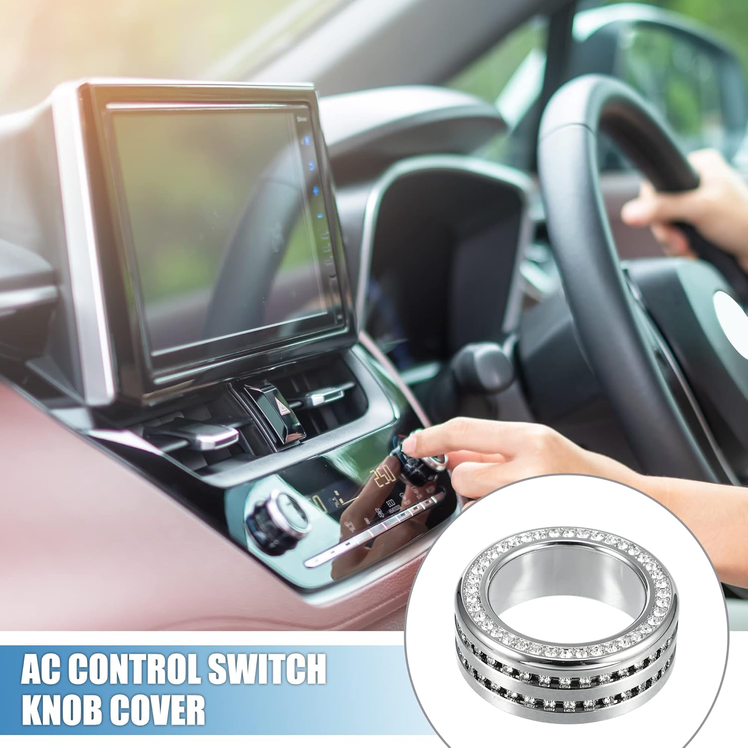 Cubierta de perilla para interruptor de aire acondicionado y control de clima, para Honda Civic 2022-2023, tono plateado (juego de 3)
