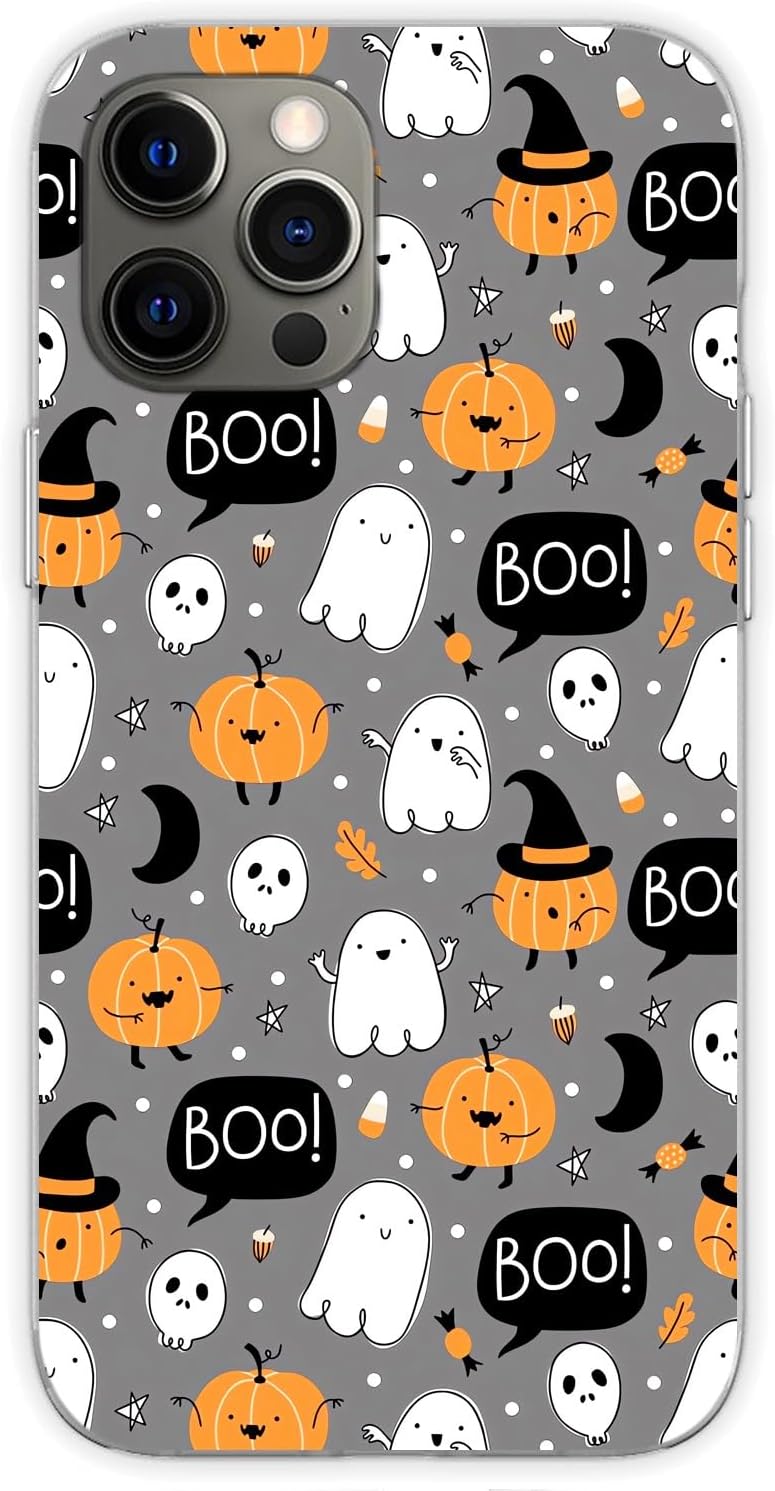 Bonita funda de teléfono fantasma de Halloween compatible con iPhone 14 Pro Max Witchy Pumpkin Halloween Boo funda para iPhone 14 Pro Max para