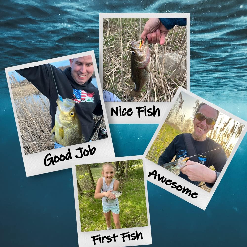 DELONG LURES Mini renacuajo de 1.5 pulgadas, 12 señuelos de pesca para Bluegill, Crappie, Bass, Perca y Trucha, hundimiento lento, como cebos de