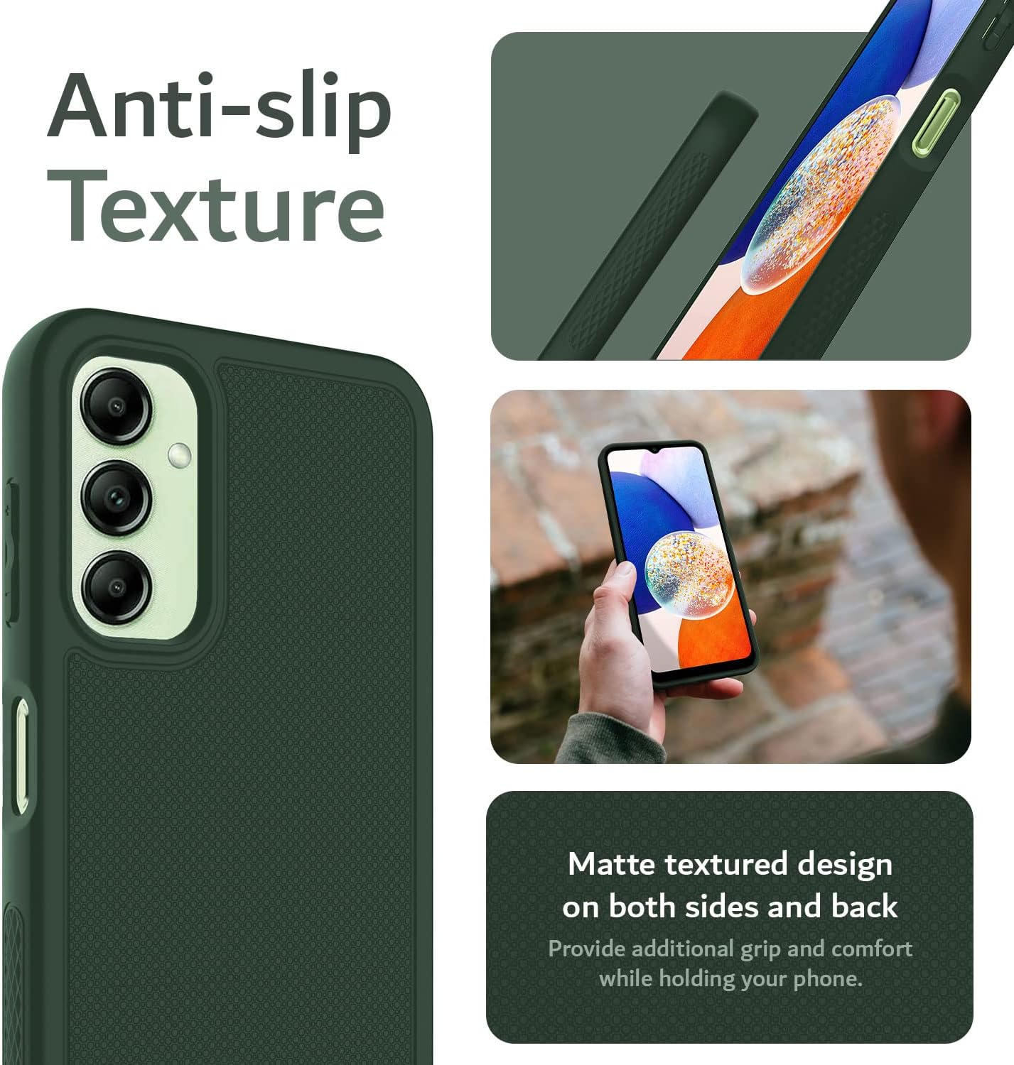 TUDIA LINNGRIP – Funda protectora de TPU suave con agarre ultradelgado diseñada para Galaxy A14 5G (2023), a prueba de golpes, delgada y ligera,